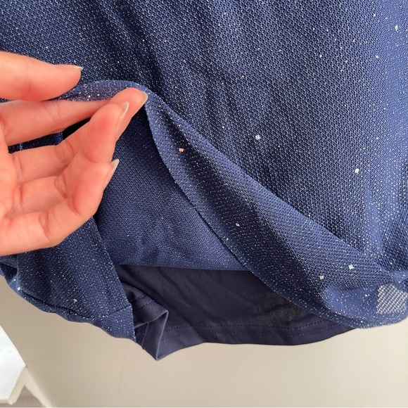 Sequined Navy Flare Long Sleeves Mini Dress - Picture 4 of 13